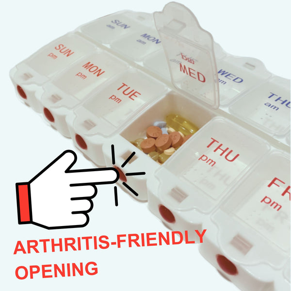 Arthritis-Friendly Pill Organizer - 7 Days, AM/PM